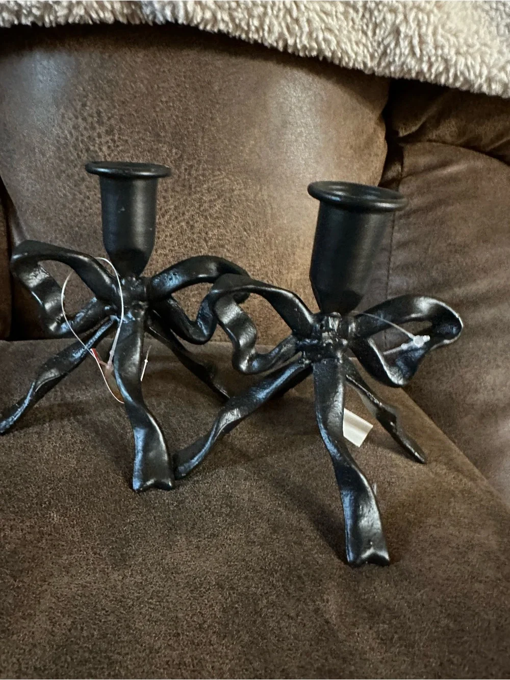 Black Bow Taper Candle Holder Metal Decorative Centerpiece Wedding Table Boho